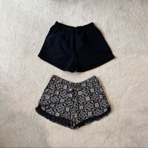 2 in 1 loungewear or outdoor shorts! Navy striped and patterned design. Size S-M
